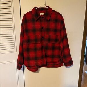 Zara Red and Black Checkered Jacket